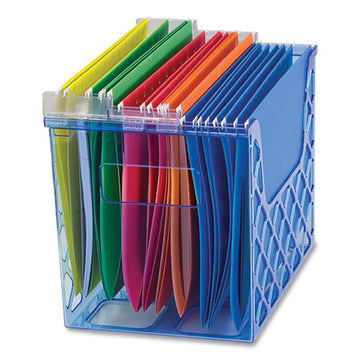 Officemate Blue Glacier Desktop File Organizer, 1 Section, Letter-size, 8.63" Long, Translucent Blue freeshipping - TVN Wholesale
